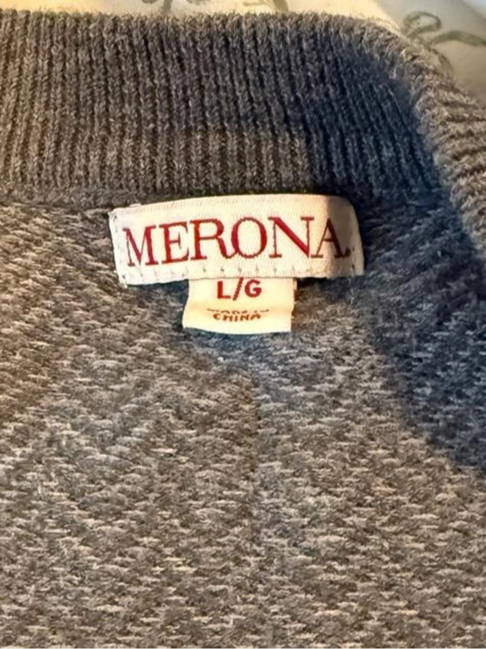 Merona Men's Gray Herringbone Button-Front Cardigan